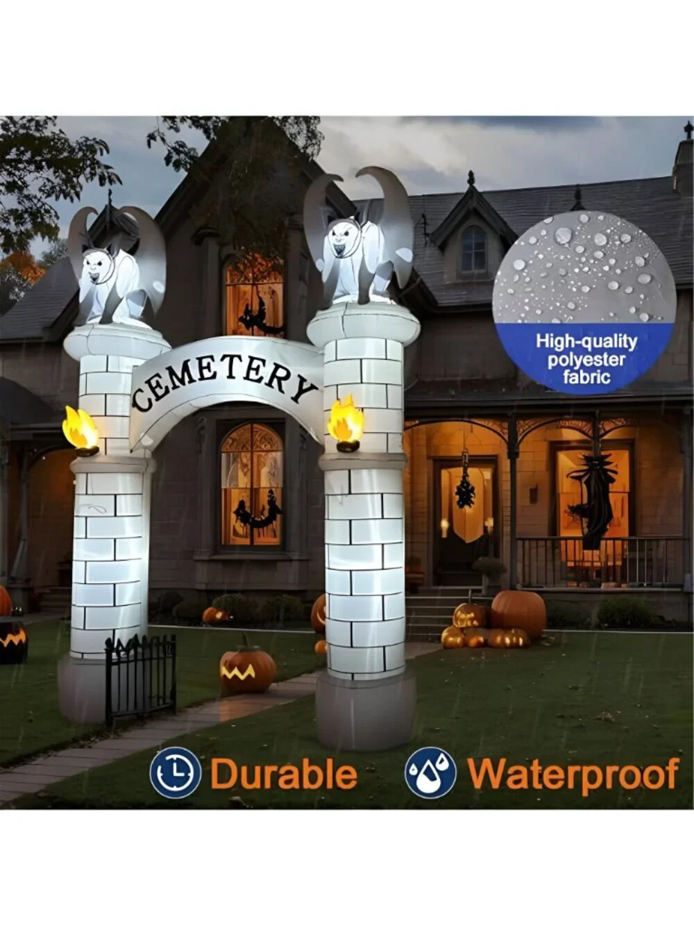 10FT Halloween Inflatables Outdoor, Cemetery Halloween Archway